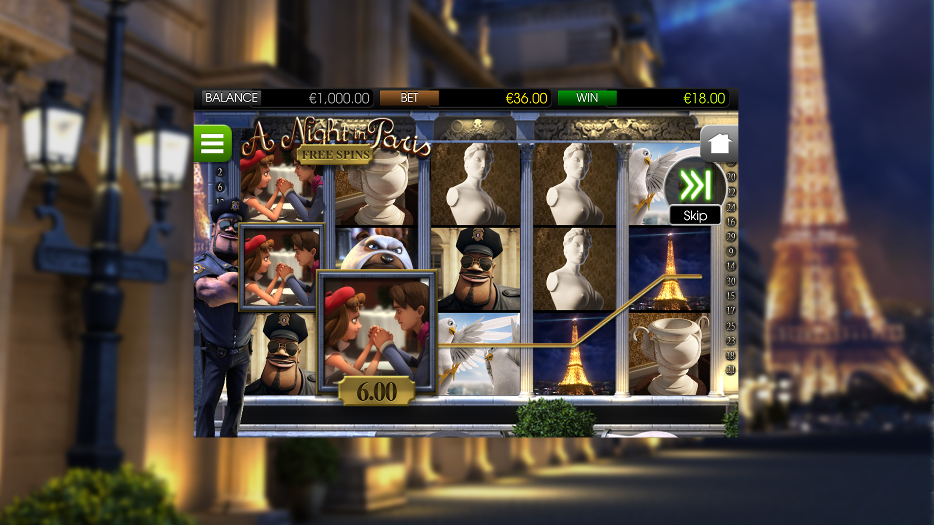 A Night In Paris - Free Spins