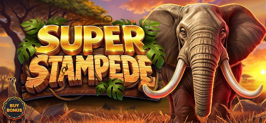 Herds of valuable wild elephants overtake the savannah in SUPER STAMPEDE<sup>TM</sup>, Betsoft's wild new release in their classic STAMPEDE<sup>TM</sup> series.