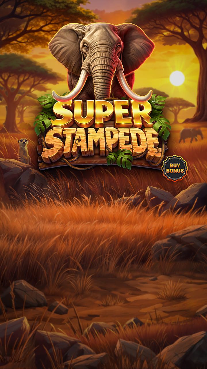 Herds of valuable wild elephants overtake the savannah in SUPER STAMPEDE<sup>TM</sup>, Betsoft's wild new release in their classic STAMPEDE<sup>TM</sup> series.